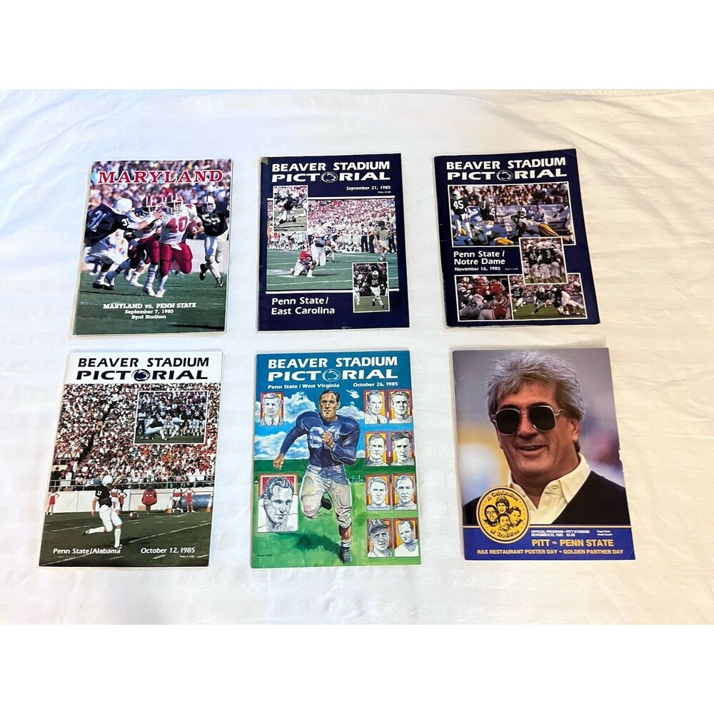 1985 Penn State Football Programs Lot Alabama Notre Dame Joe Paterno 6 Piece VTG